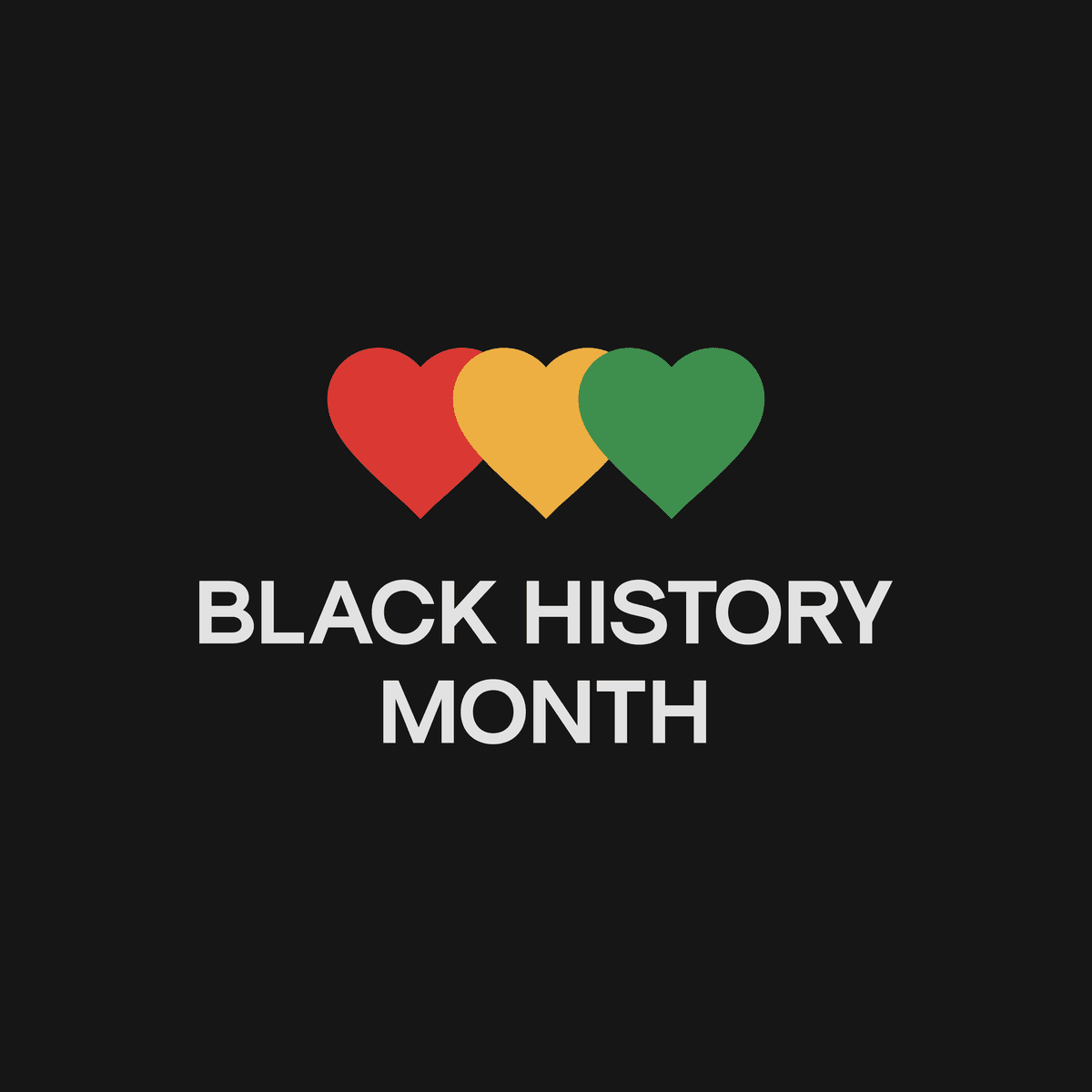 black history month with three hearts